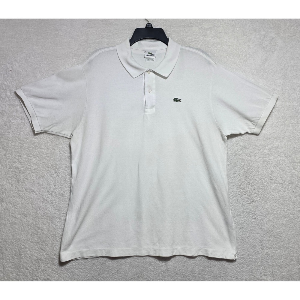 Lacoste Men's White Short Sleeve Pique Cotton Polo Shirt Size 6 XL 5191L